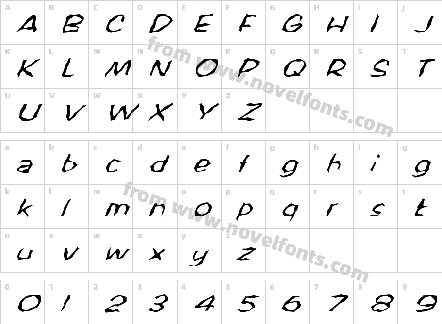 FZ WACKY 59 ITALICCharacter Map