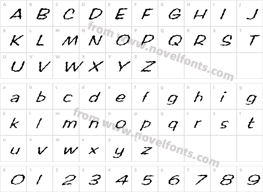 FZ WACKY 60 ITALICCharacter Map