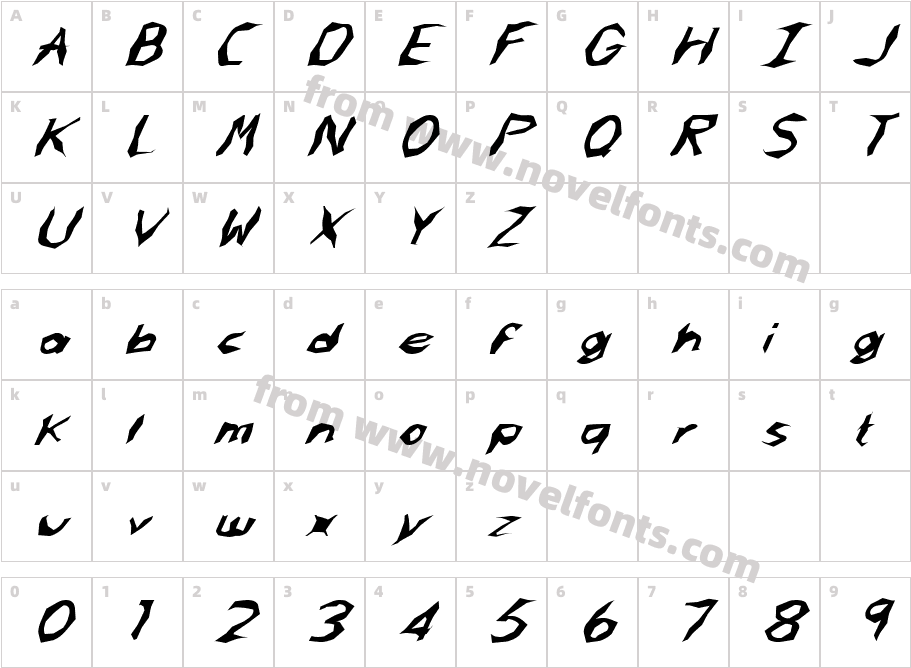 FZ WACKY 61 ITALICCharacter Map