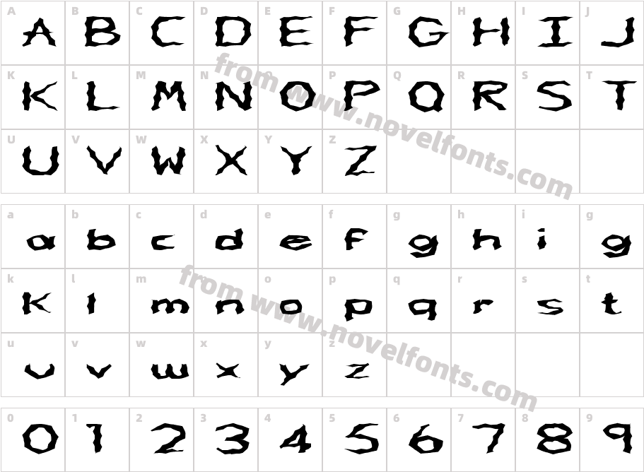 FZ WACKY 62 EXCharacter Map