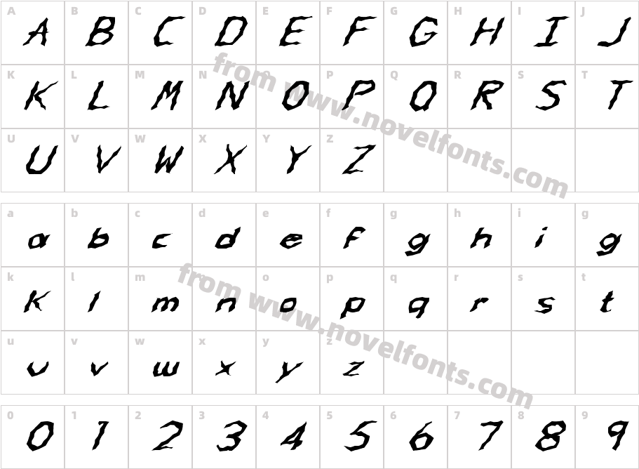 FZ WACKY 62 ITALICCharacter Map