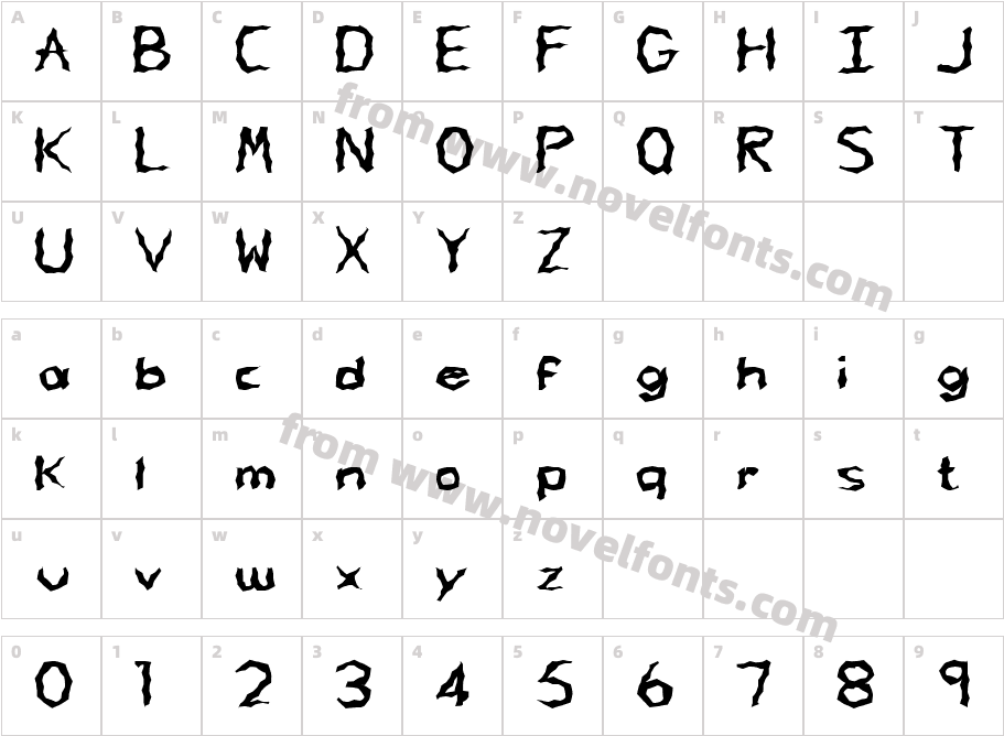 FZ WACKY 62Character Map