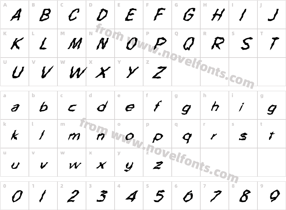 FZ WACKY 63 ITALICCharacter Map