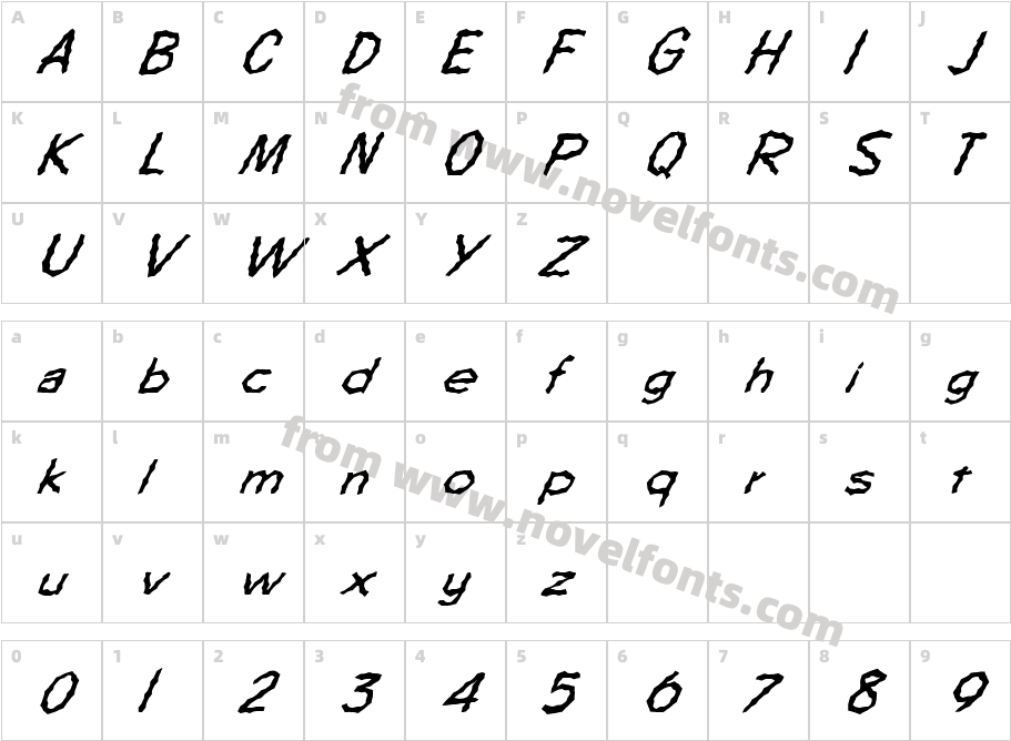 FZ WACKY 64 ITALICCharacter Map