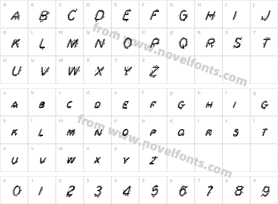 Berserker Condensed ItalicCharacter Map