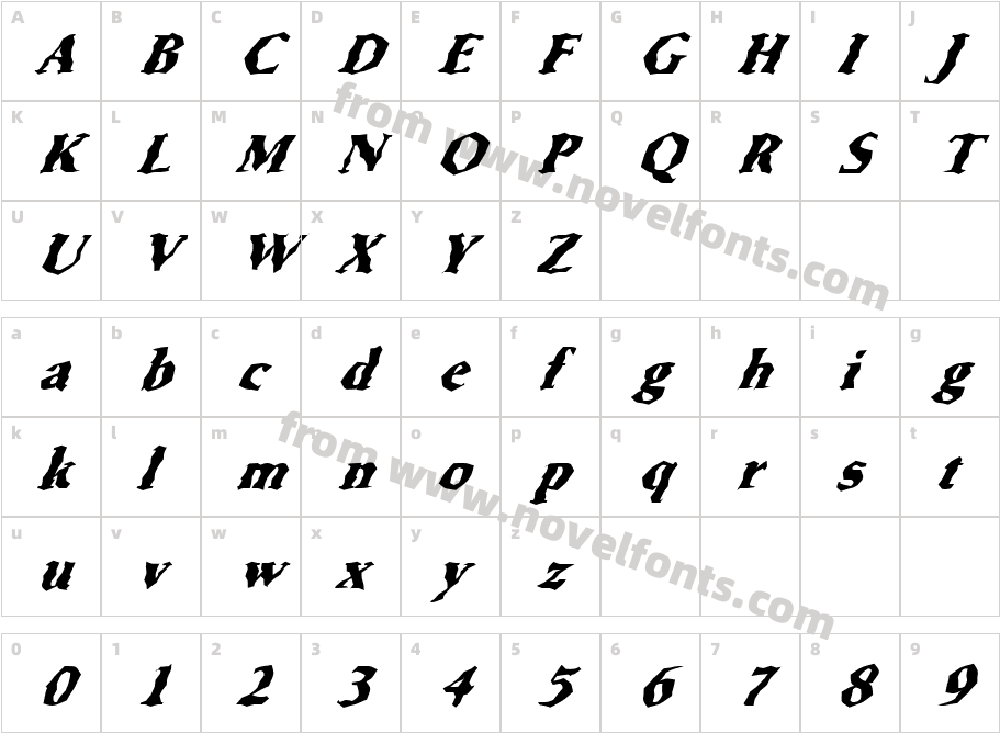 FZ WACKY 66 ITALICCharacter Map