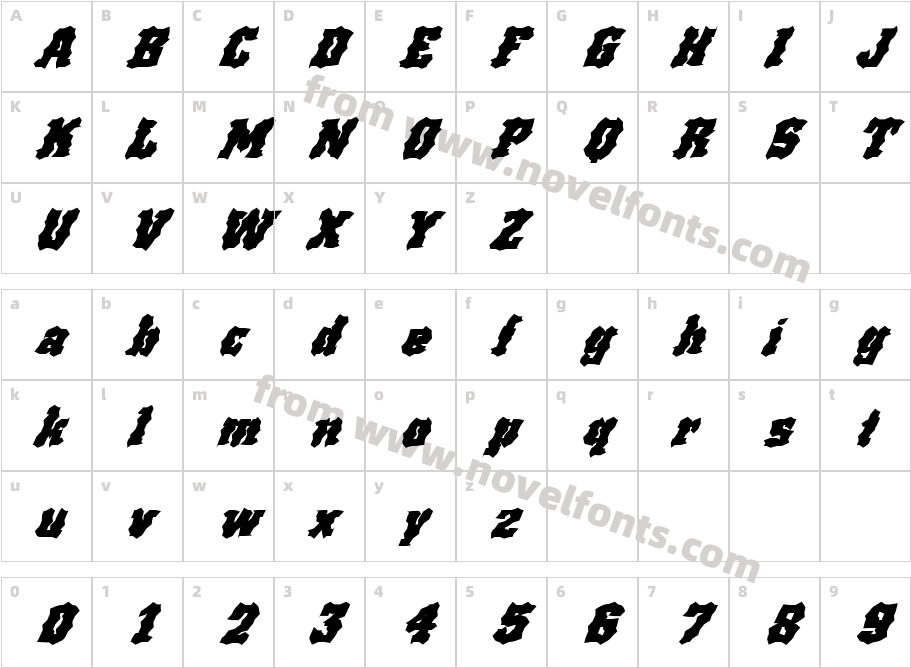 FZ WACKY 67 ITALICCharacter Map