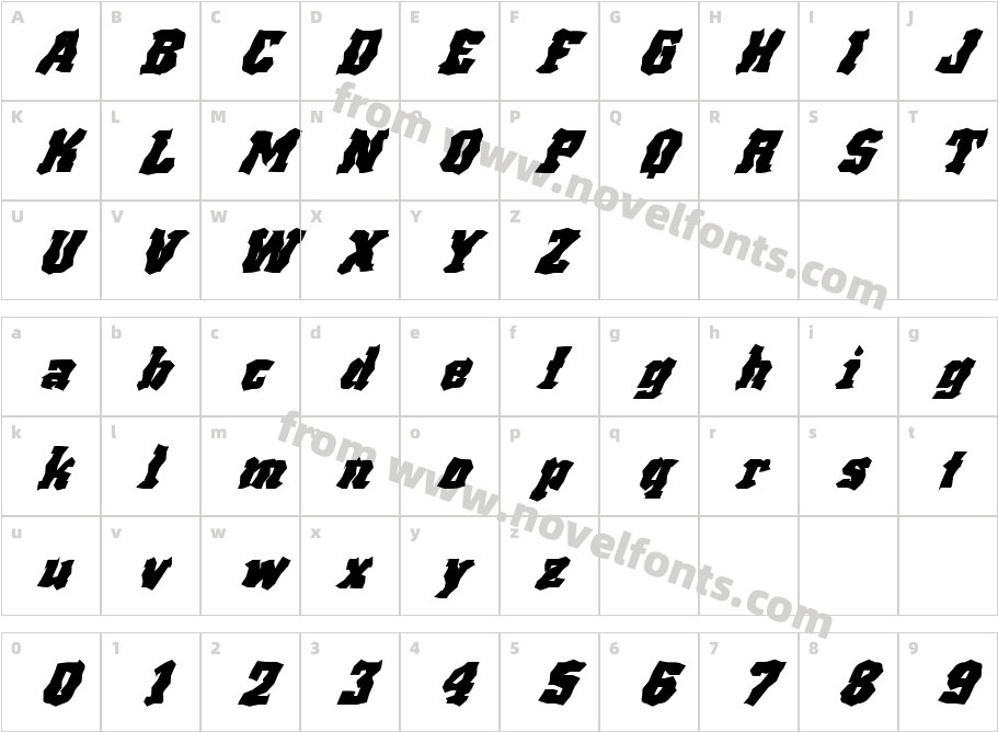 FZ WACKY 68 ITALICCharacter Map