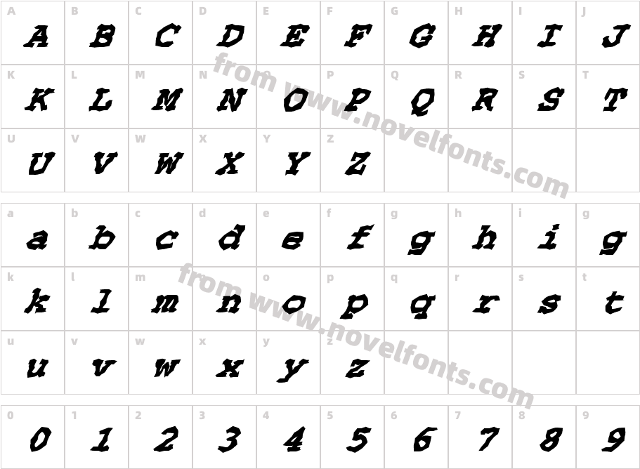 FZ WACKY 69 ITALICCharacter Map