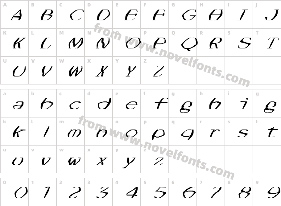 FZ WARPED 1 ITALICCharacter Map