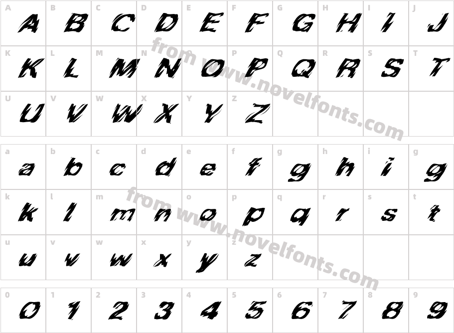 FZ WARPED 10 ITALICCharacter Map