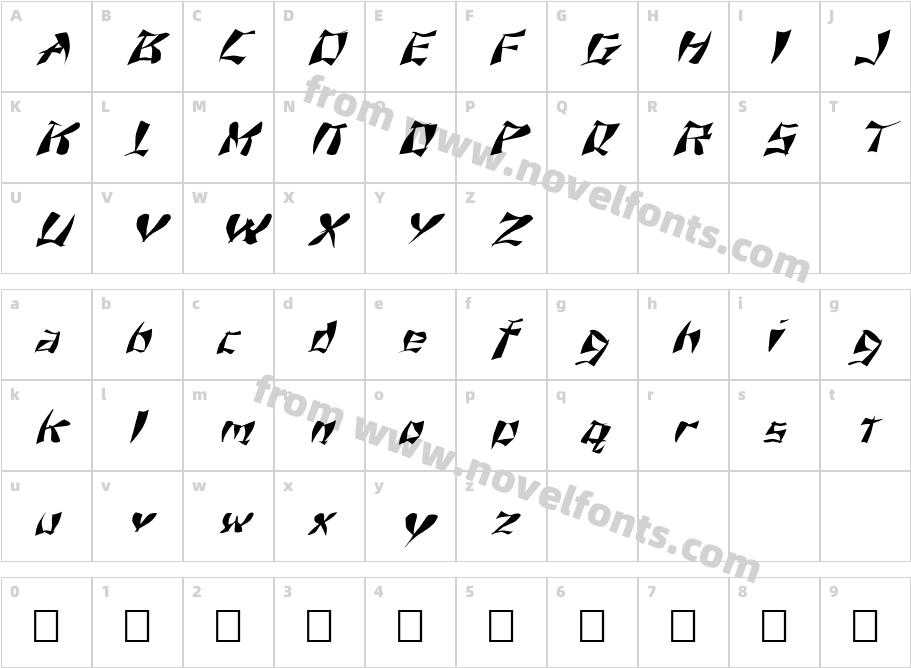 FZ WARPED 11 ITALICCharacter Map