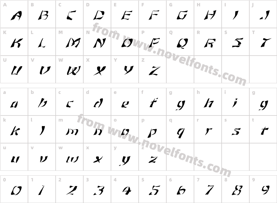 FZ WARPED 12 ITALICCharacter Map