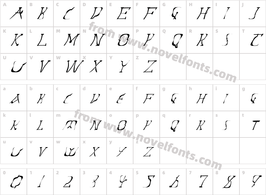 FZ WARPED 14 ITALICCharacter Map