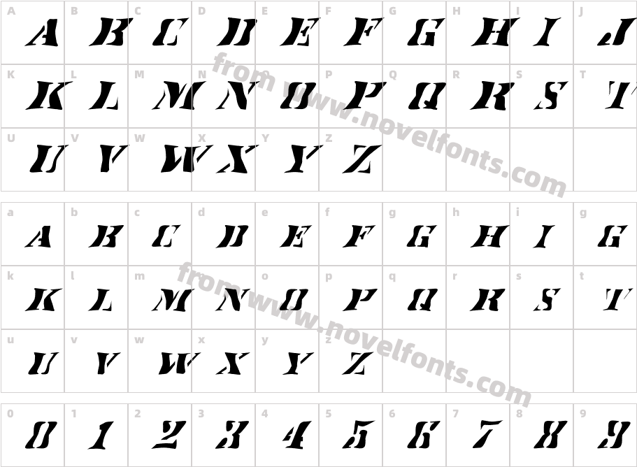 FZ WARPED 17 ITALICCharacter Map