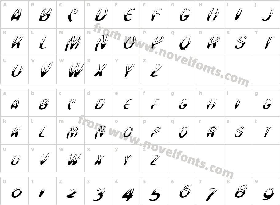 FZ WARPED 20 ITALICCharacter Map