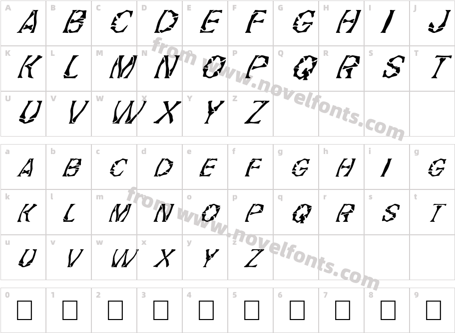 FZ WARPED 21 ITALICCharacter Map