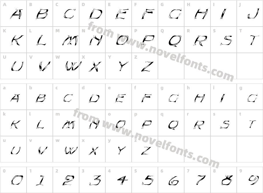 FZ WARPED 23 ITALICCharacter Map