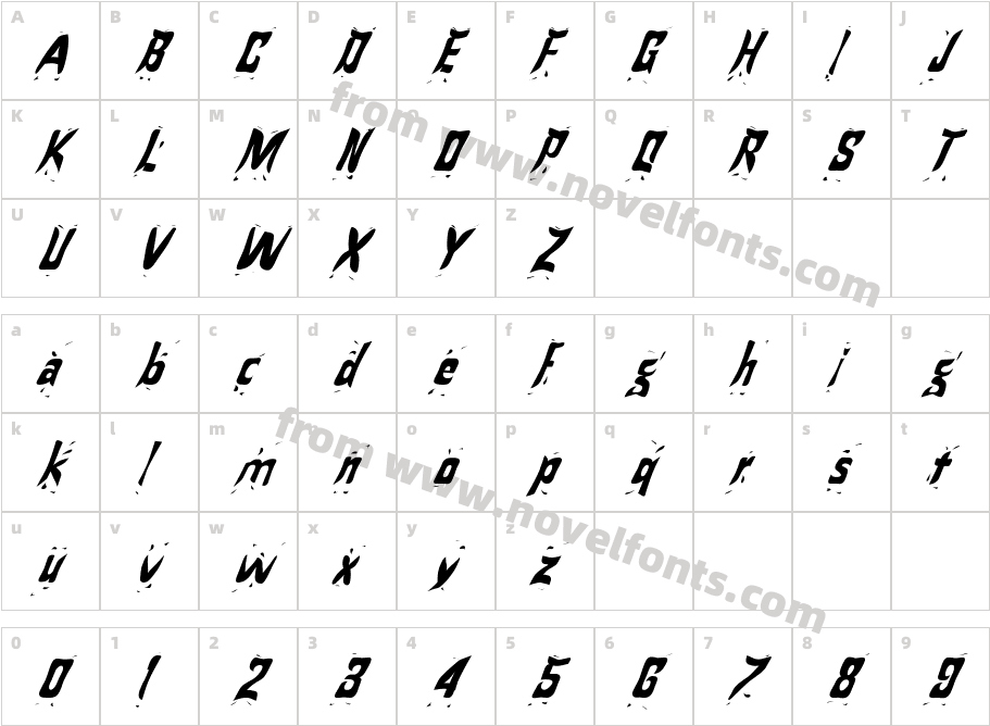 FZ WARPED 24 ITALICCharacter Map