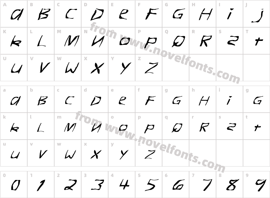 FZ WARPED 26 ITALICCharacter Map