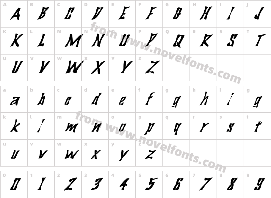 FZ WARPED 29 ITALICCharacter Map