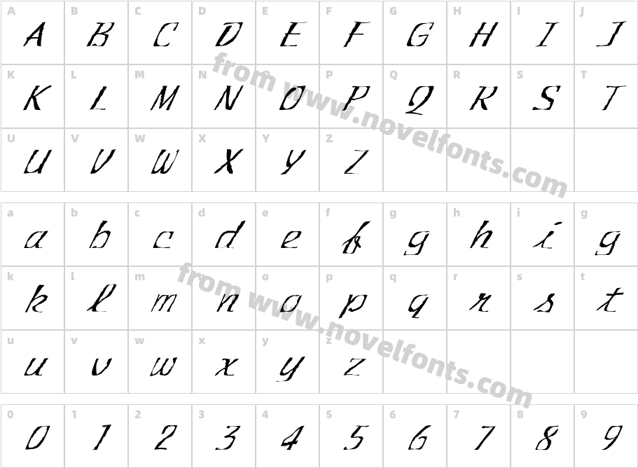 FZ WARPED 30 ITALICCharacter Map