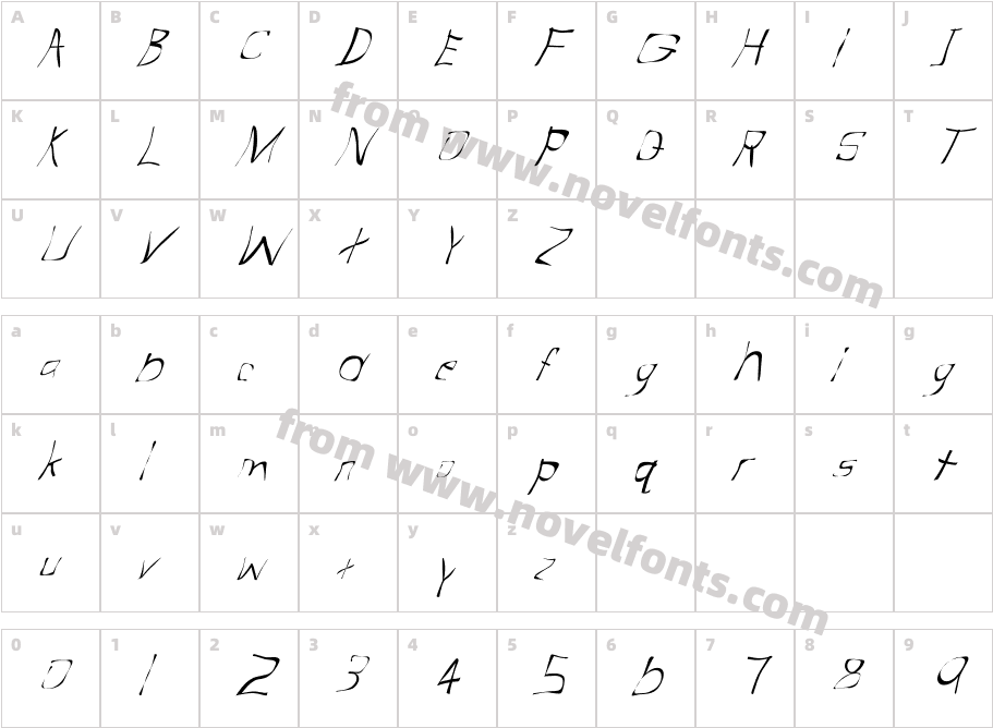 FZ WARPED 31 ITALICCharacter Map