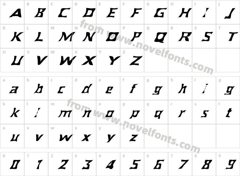 FZ WARPED 40 ITALICCharacter Map