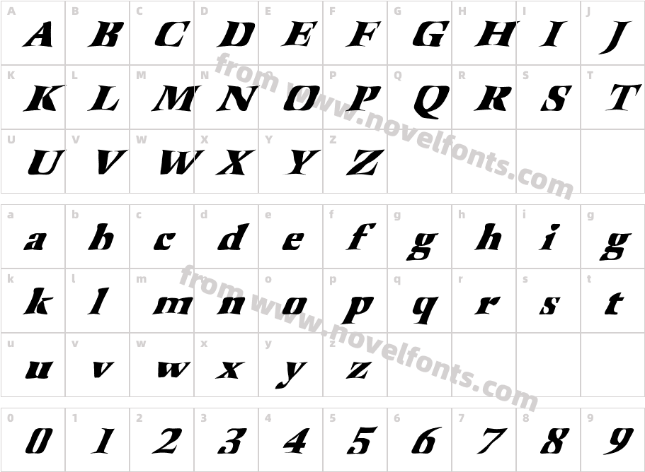 FZ WARPED 41 ITALICCharacter Map