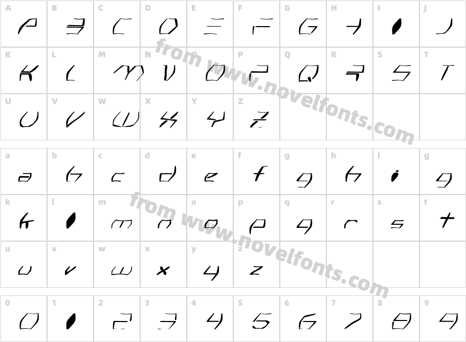FZ WARPED 5 ITALICCharacter Map