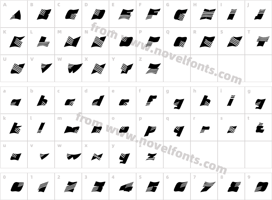 FZ WARPED 7 ITALICCharacter Map