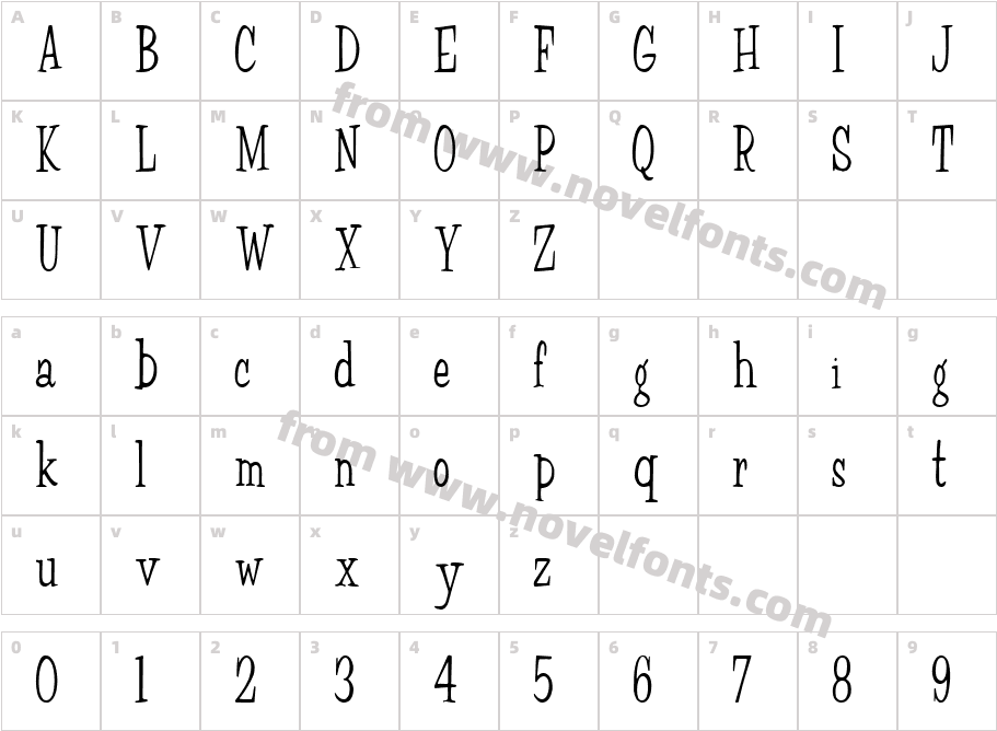 Fair Child85 CondensedCharacter Map