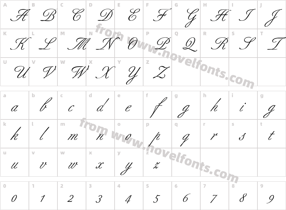 Berthold Script (R) RegularCharacter Map