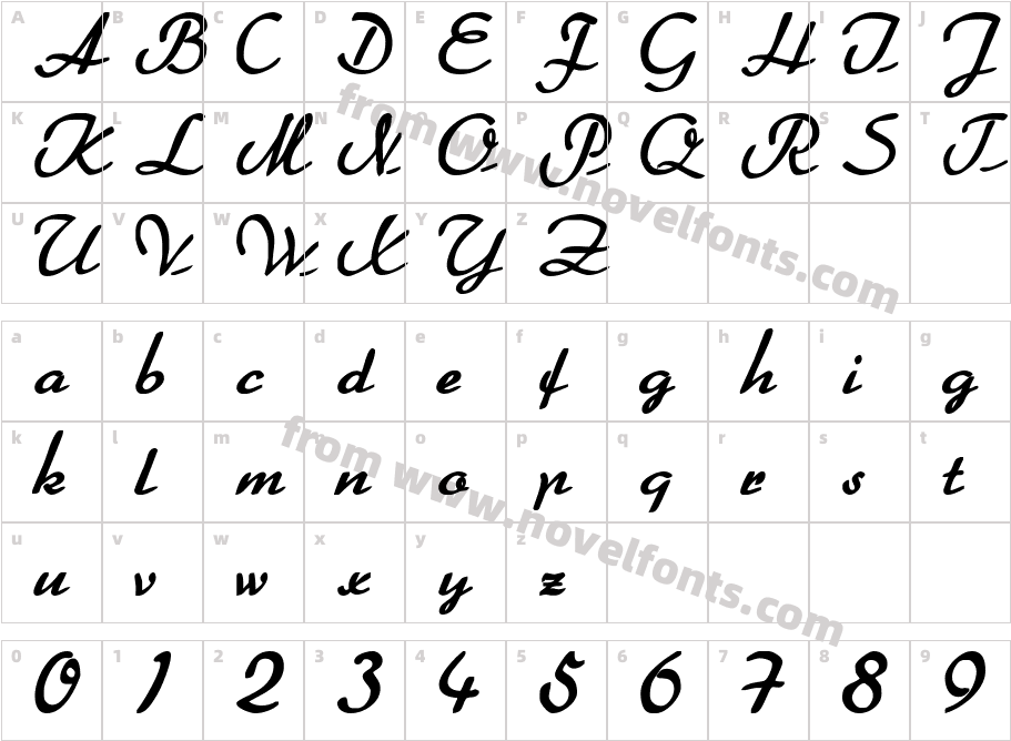 Faliron ScriptSSK BoldCharacter Map