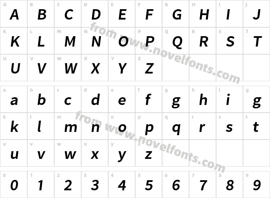 Falling Sky Medium ObliqueCharacter Map