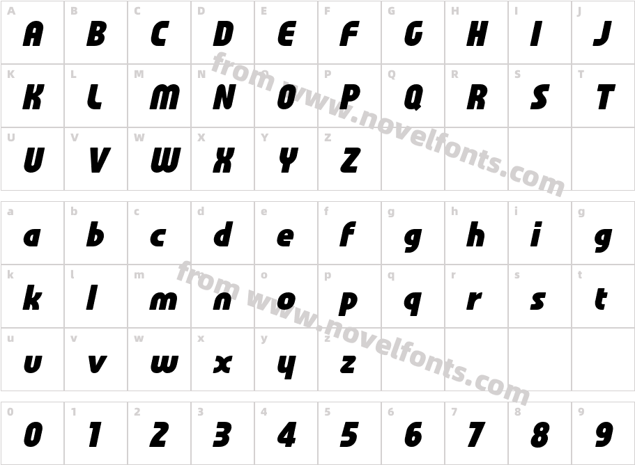 Familian ObliqueCharacter Map