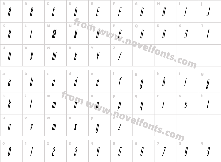 Fanatique ObliqueCharacter Map