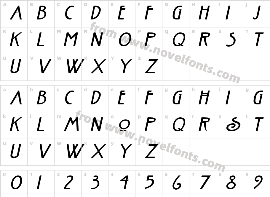 Fanzee ItalicCharacter Map