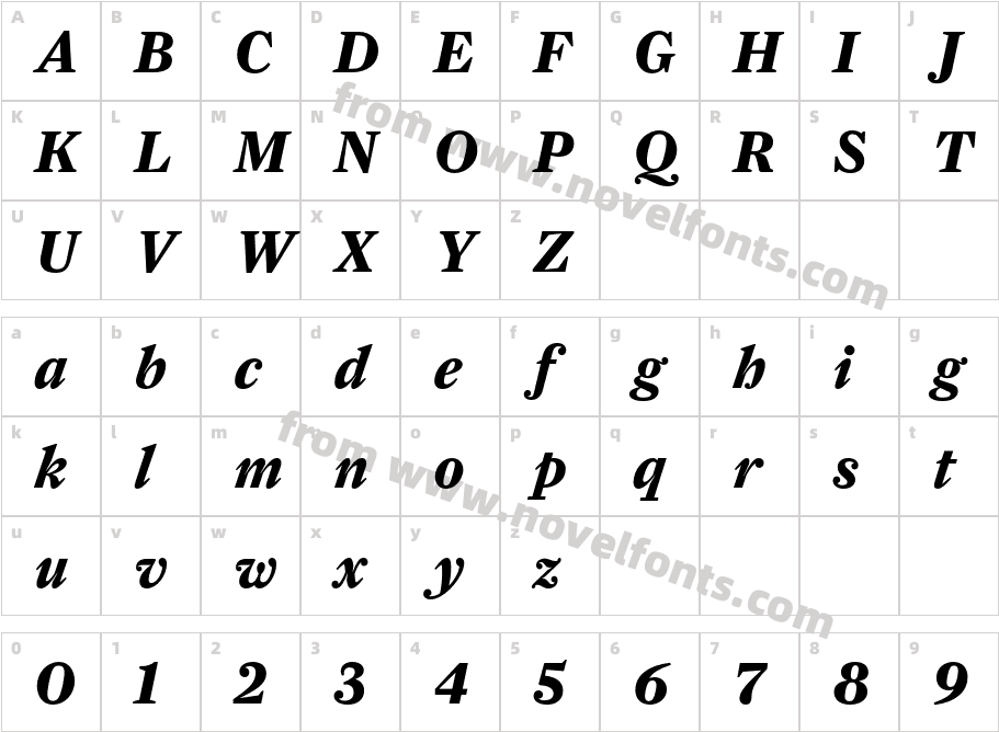 Farnham Text Bold ItalicCharacter Map