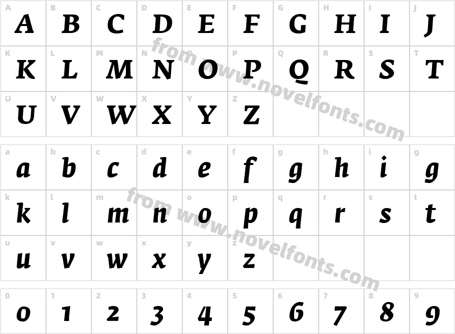 Fedra SerifA Bold ItalicCharacter Map