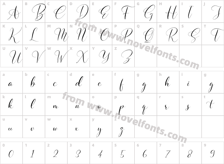 Beslatty ItalicCharacter Map