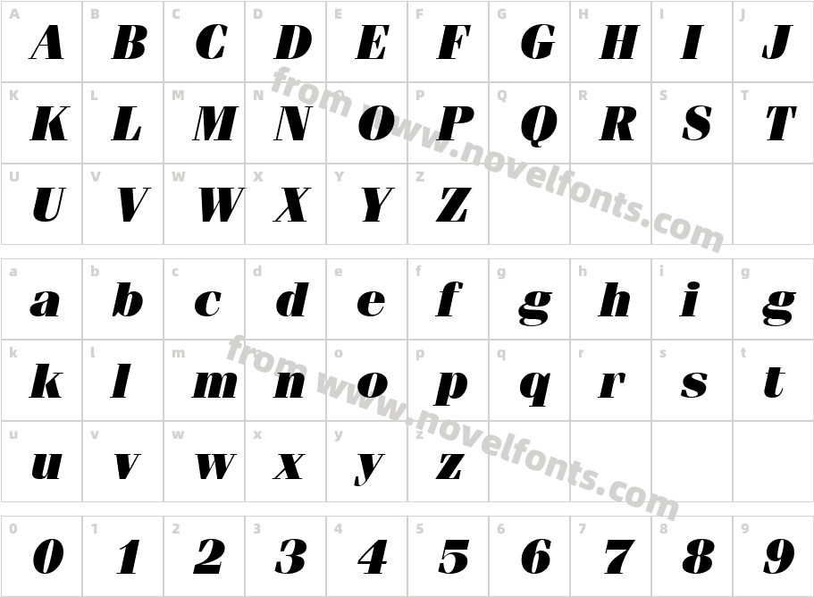 Fervent Ultra Regular ItalicCharacter Map