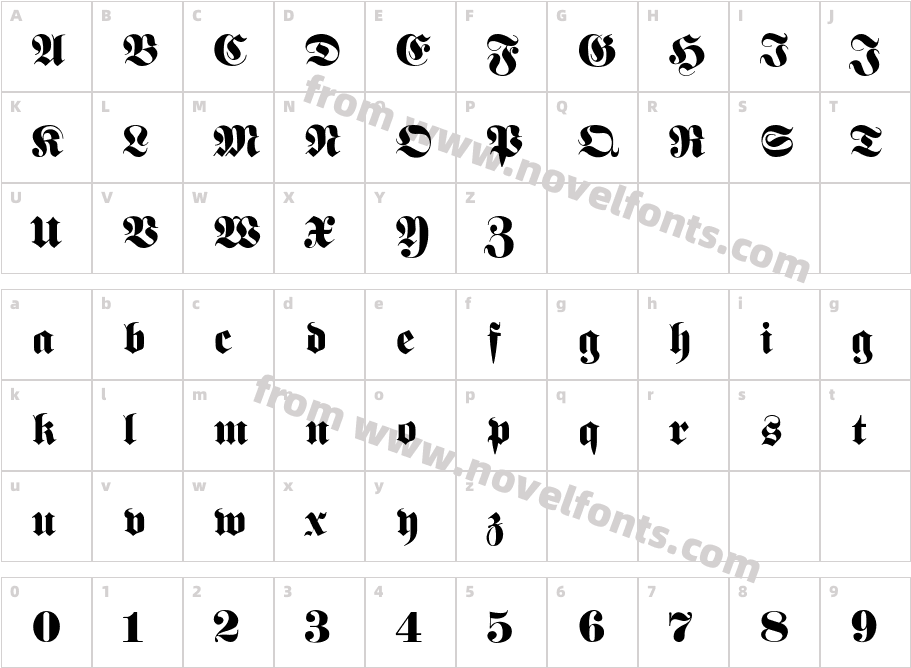 Fette Fraktur SemiboldCharacter Map