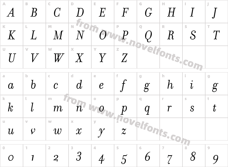 Filosofia ItalicCharacter Map