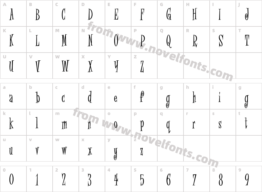 Fink CondensedCharacter Map