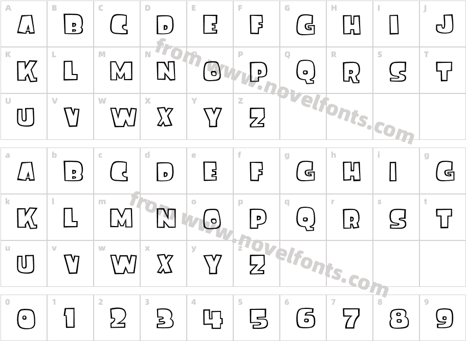 Fink GothicCharacter Map