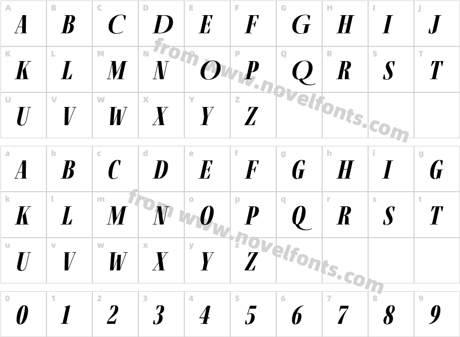 Fino Bold ItalicCharacter Map