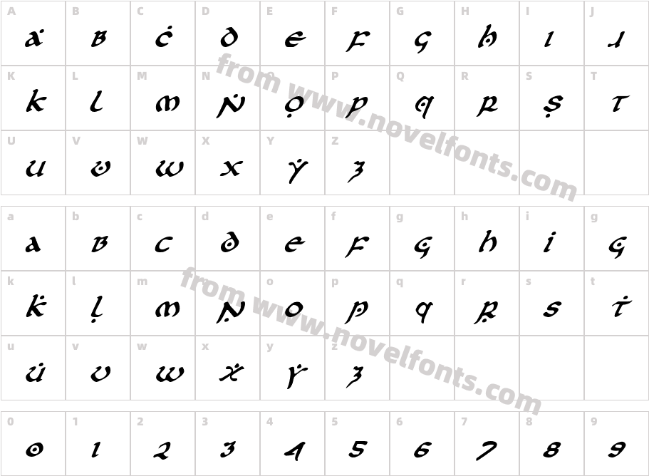 First Order ItalicCharacter Map