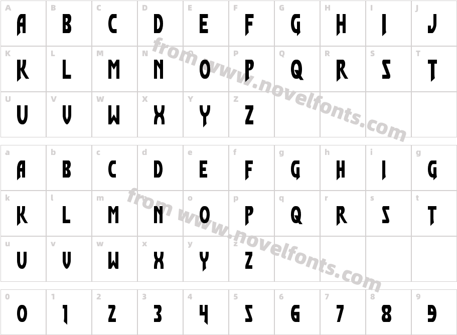 Flash Rogers Straight CondensedCharacter Map