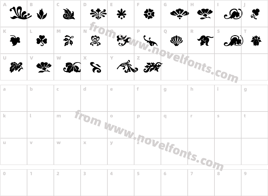 Fleurs FontCharacter Map